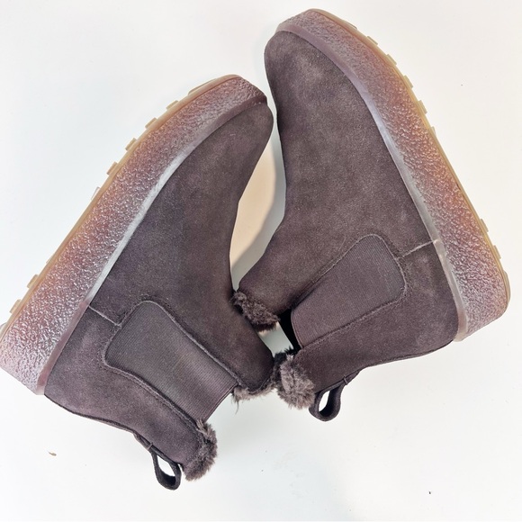 Madewell Suede Shearling Joey Pull-On Chelsea Boot Size 8 Dark Brown - Picture 8 of 10